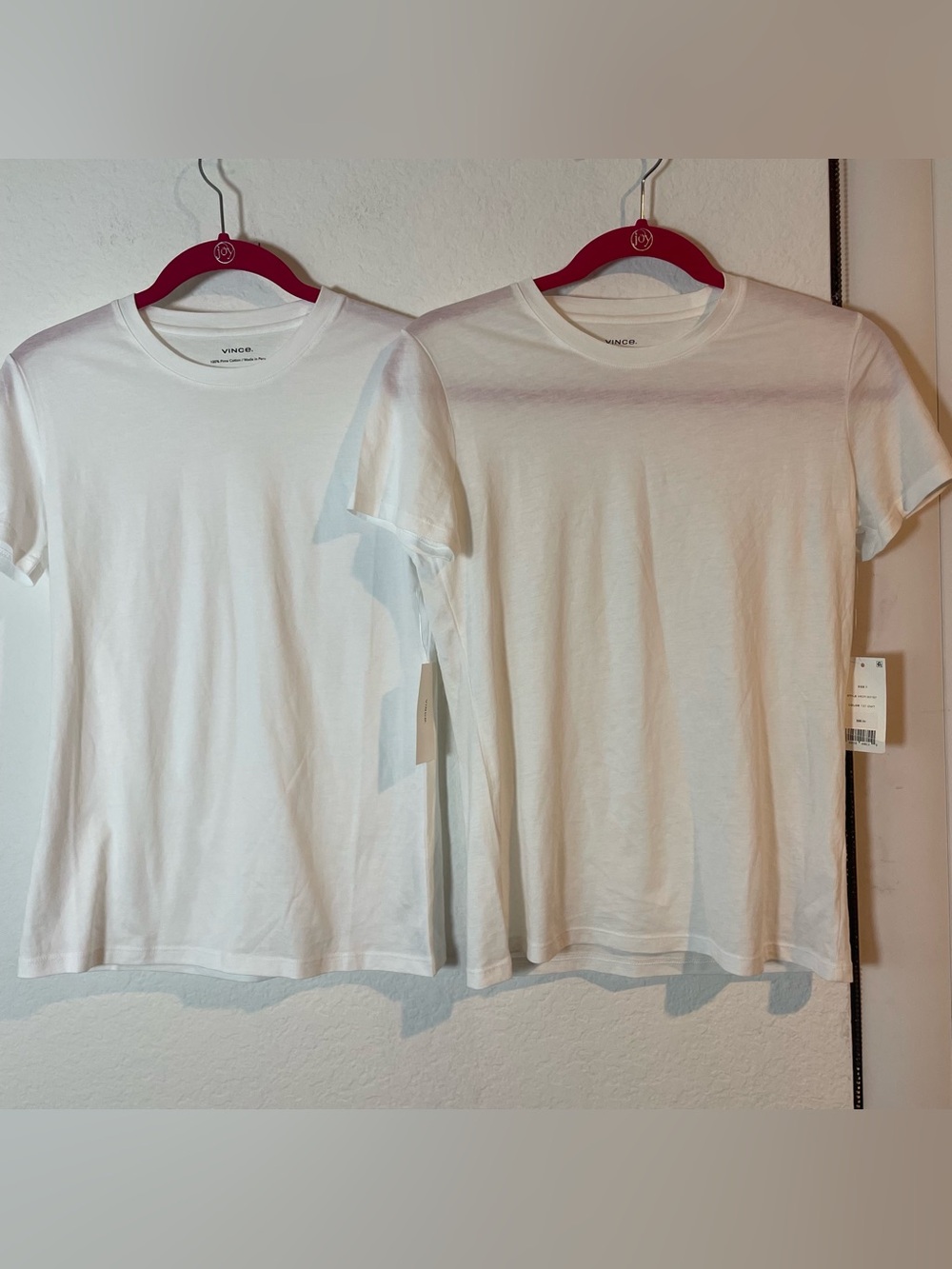 NWT Vince White Pima Cotton Crew Neck T-Shirt Women’s Size S Made in Peru